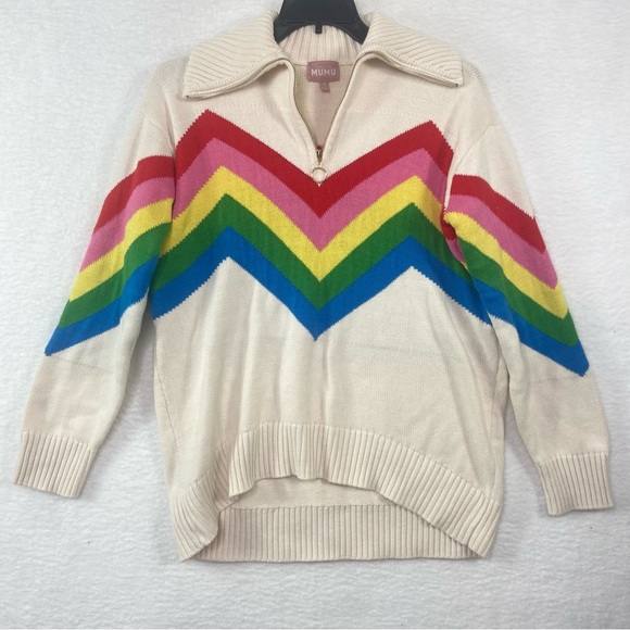 Show Me Your Mumu Weston Half Zip Pullover in Rainbow Slope. Size Small - Picture 2 of 11